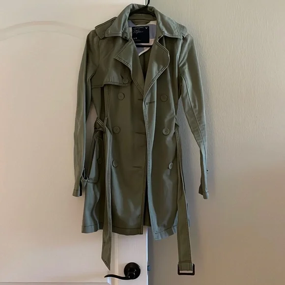AEO: Olive Green Trench Coat - Main Image